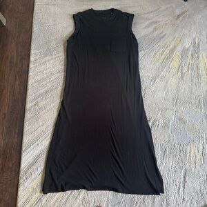 ATM Anthony Thomas Pocket Cotton black Midi T-Shirt Dress sleeveless Medium